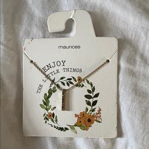Maurices Gold Bar Necklace with Floral Card